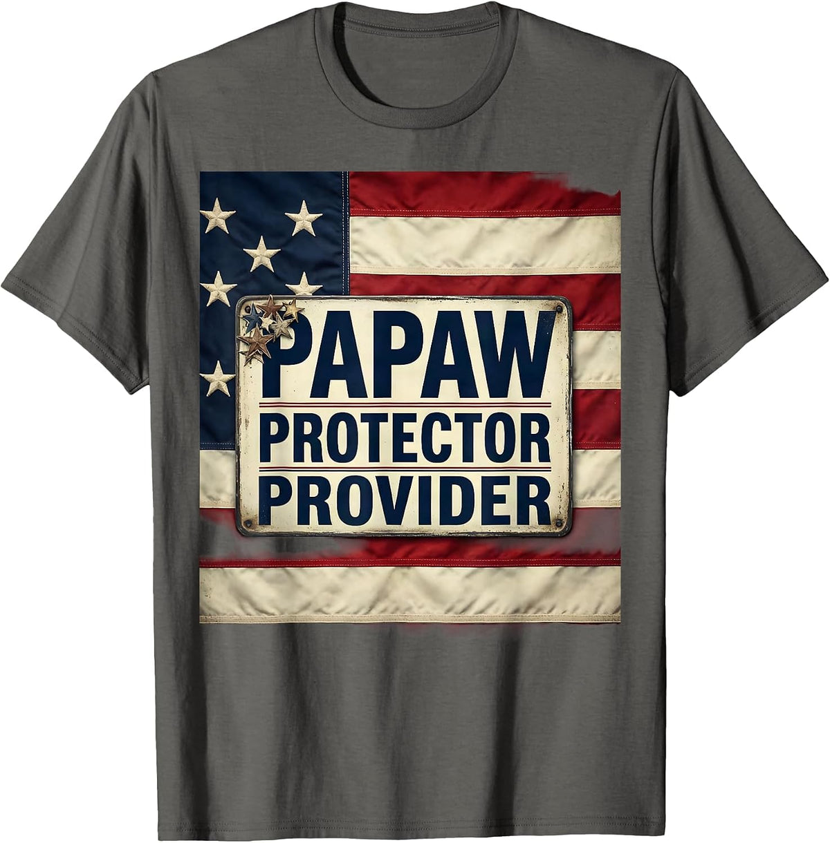 Papaw Protector Provider Patriotic American Flag Father's T-Shirt - Asphalt Grey