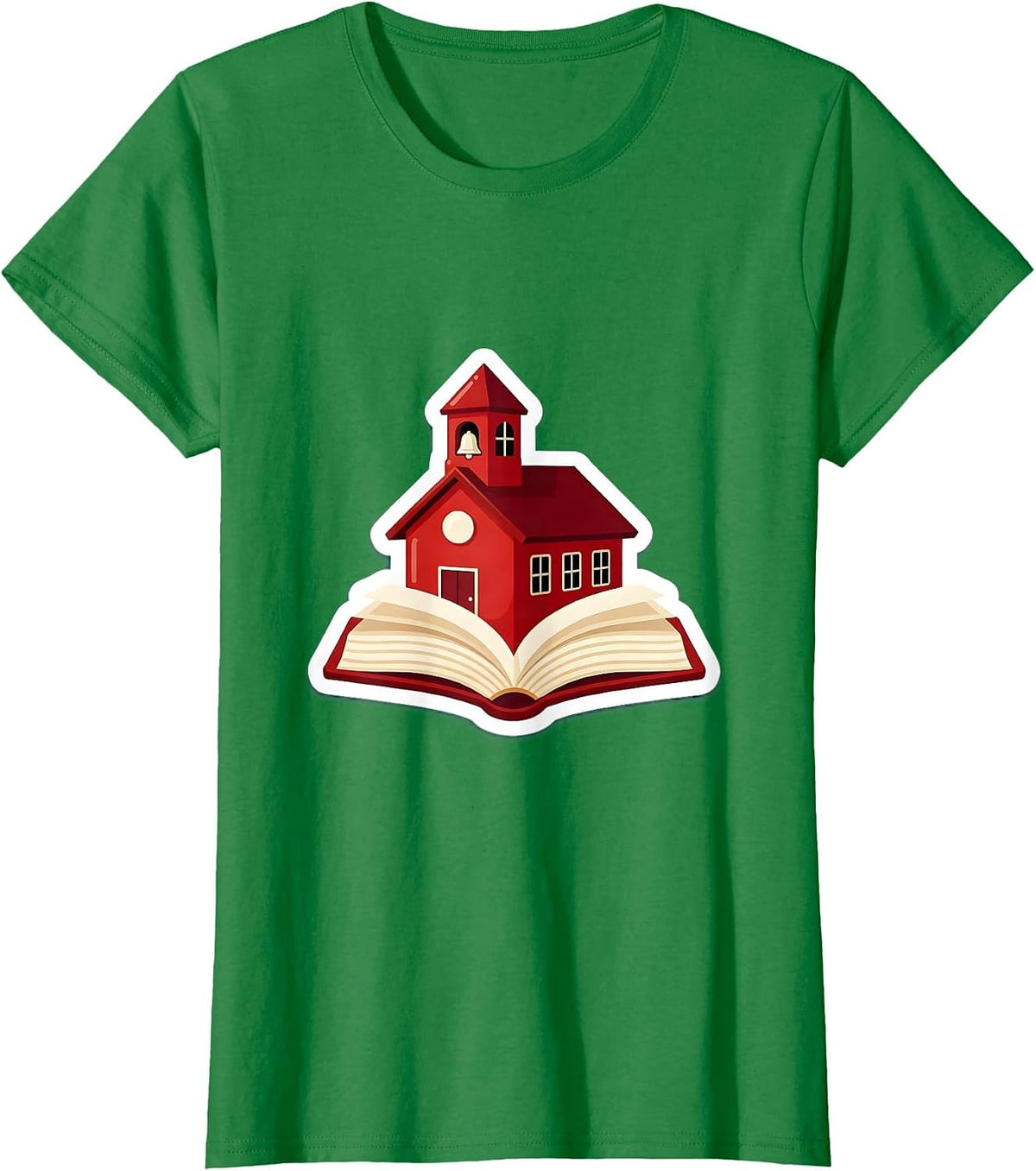 Women's Schoolhouse on Open Book Education Graphic T-Shirt - Kelly Green