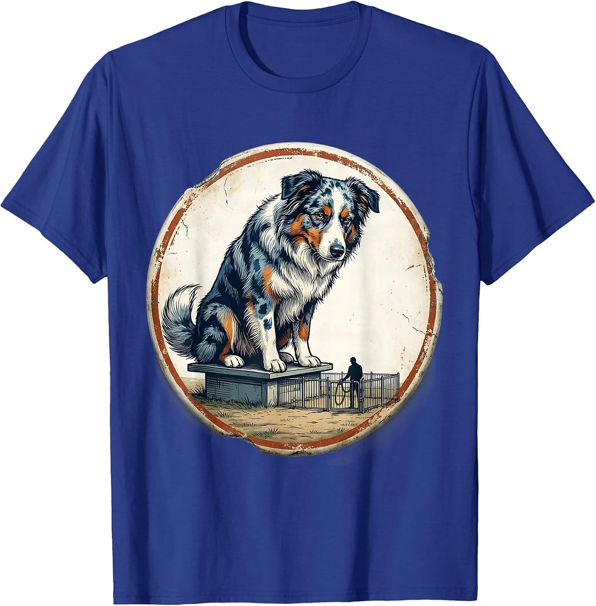 Sealed Aussie Badge Vintage Dog Owner Gift T-Shirt - Royal Blue
