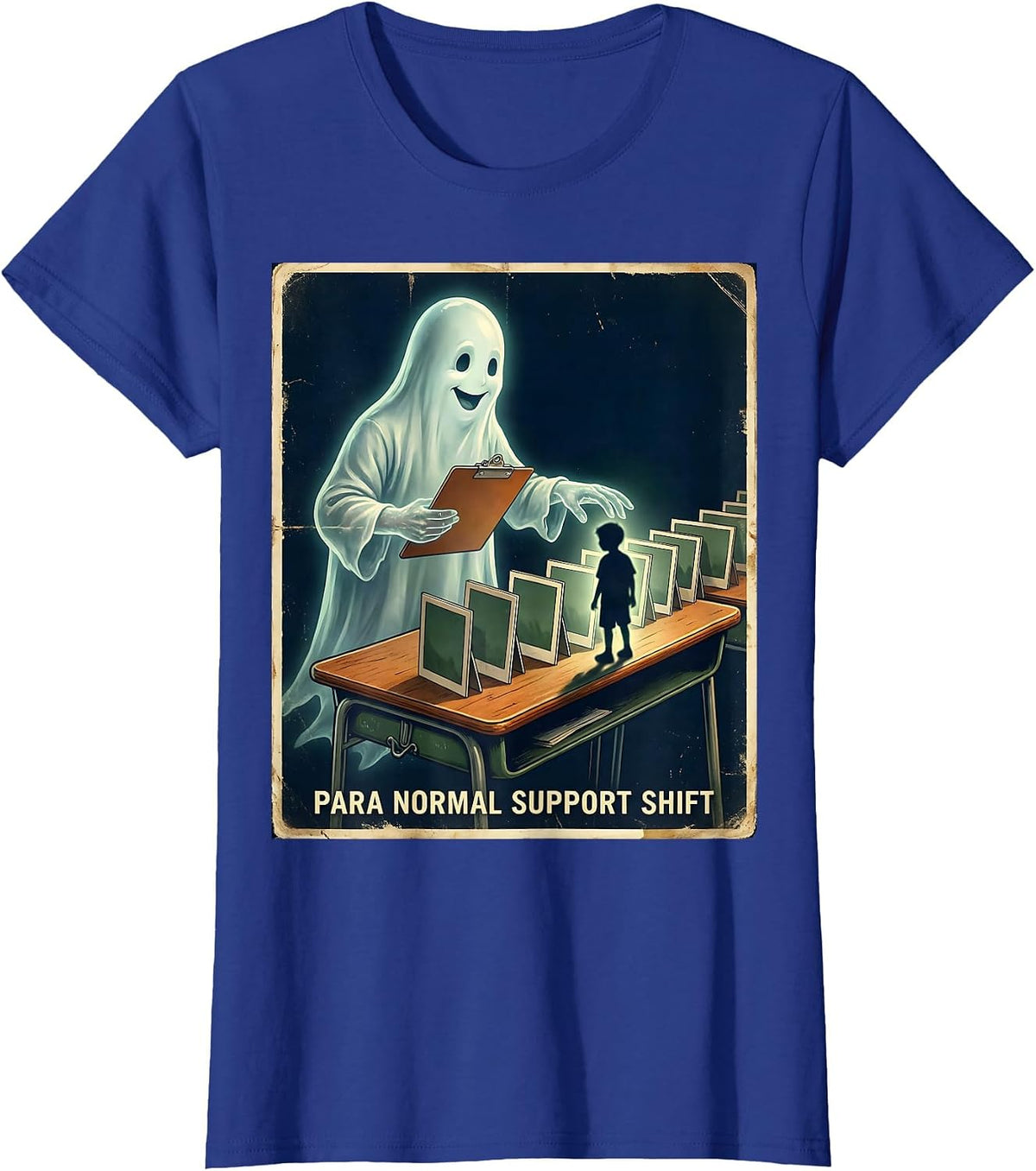 Women's Para Normal Support Shift Vintage Ghost Paraprofessional T-Shirt - Royal Blue