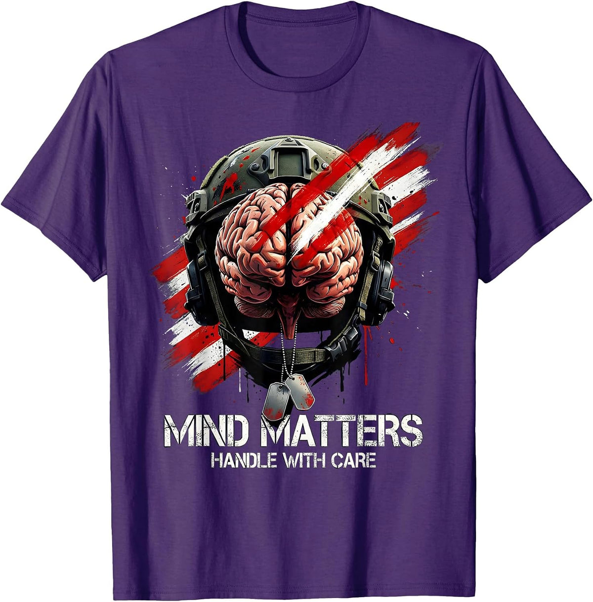 Mind Matters Handle With Care Mental Health Design T-Shirt - Purple