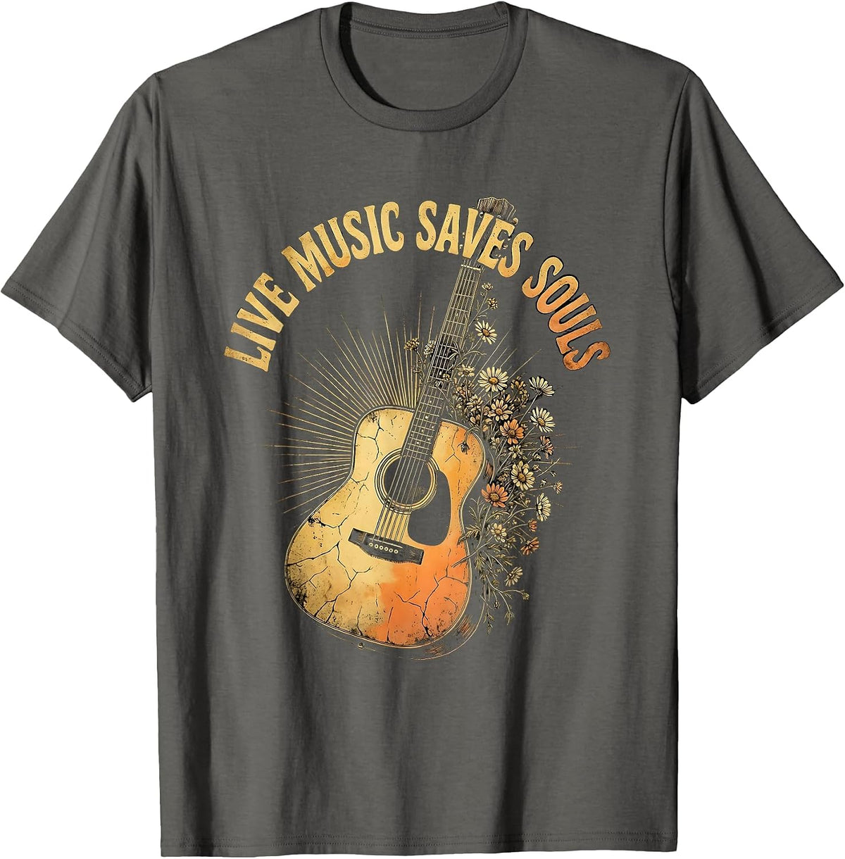 Live Music Saves Souls Concert Fan Design T-Shirt - Asphalt Grey