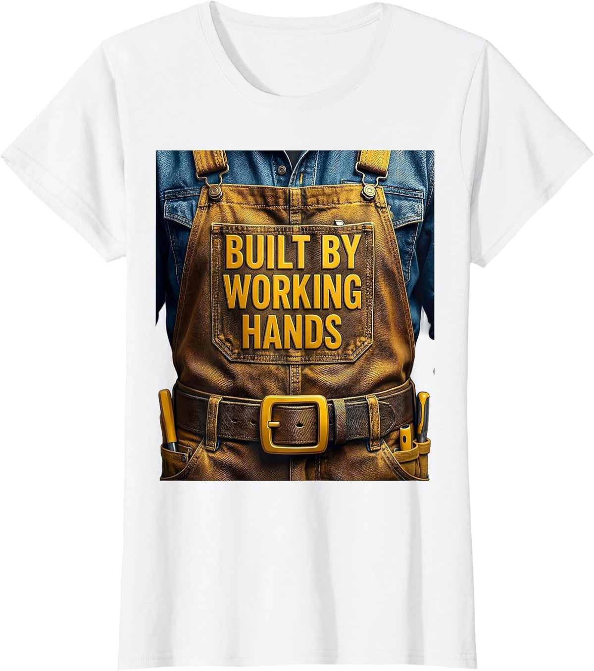 Built by Working Hands Labor Day Graphic Design T-Shirt - White