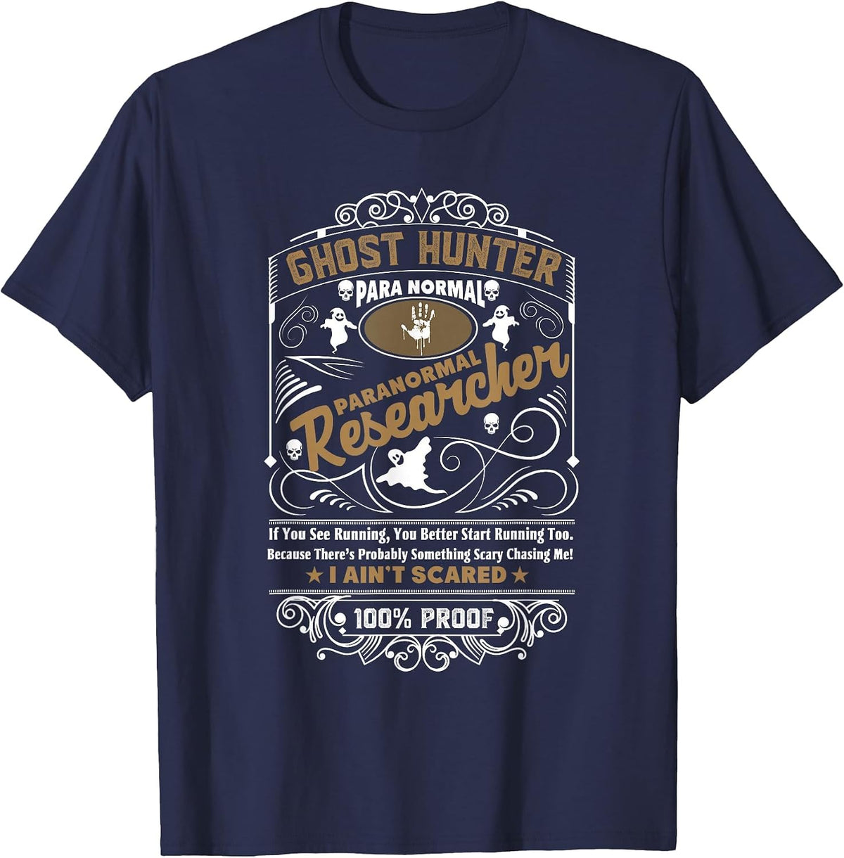 Ghost Hunter Paranormal Vintage Whisky Style T-Shirt - Navy Blue
