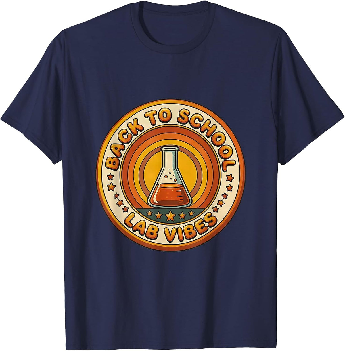 Back to School Lab Vibes Science Teacher Design T-Shirt - Navy Blue