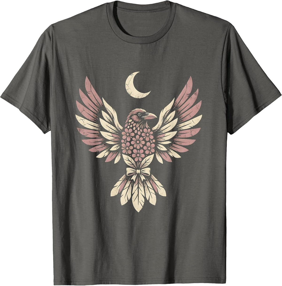 Halloween Crow Transformation Graphic Tee T-Shirt - Asphalt Grey