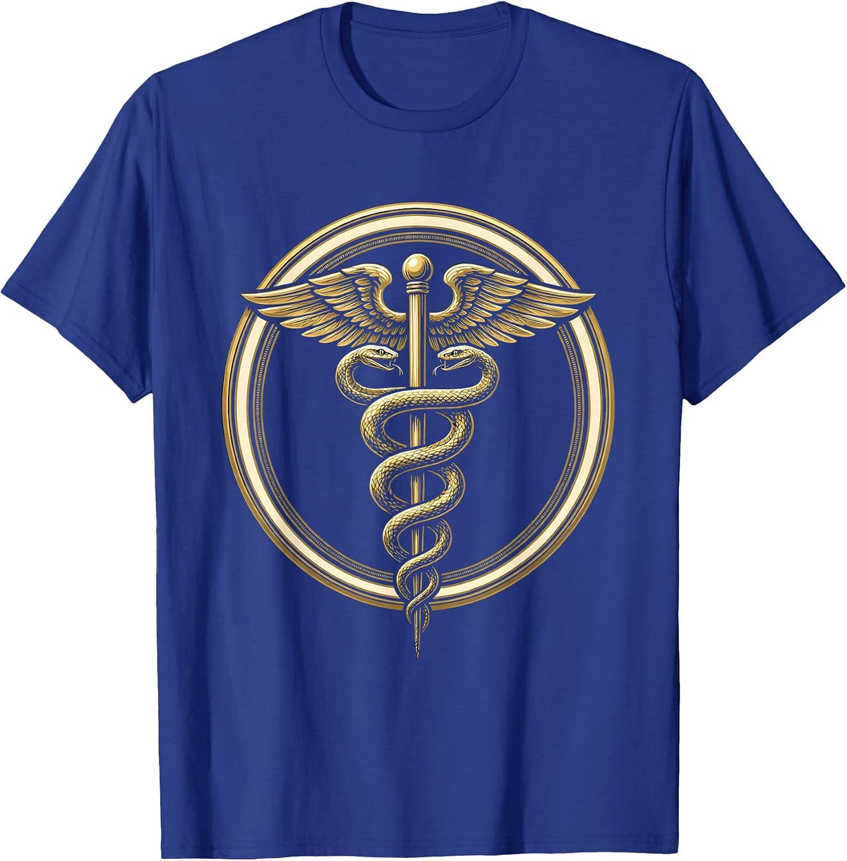 Men's Medical Assistant Caduceus Serpent Staff Illustration T-Shirt - Royal Blue