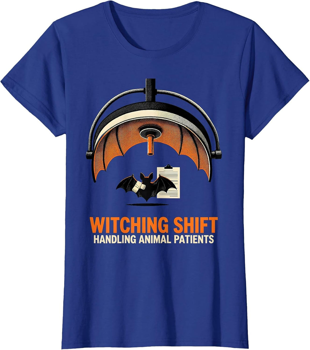 Women's Witching Shift, Handling Animal Patients Vet Tech T-Shirt - Royal Blue
