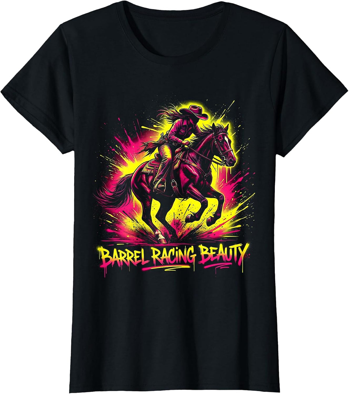 Barrel Racing Beauty Cowgirl Design for Women T-Shirt - Black