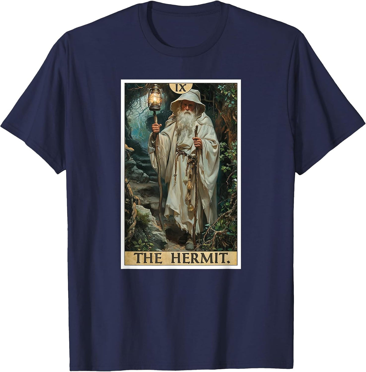 Tarot Cards Tarot Card 9 The Hermit T-Shirt - Navy Blue