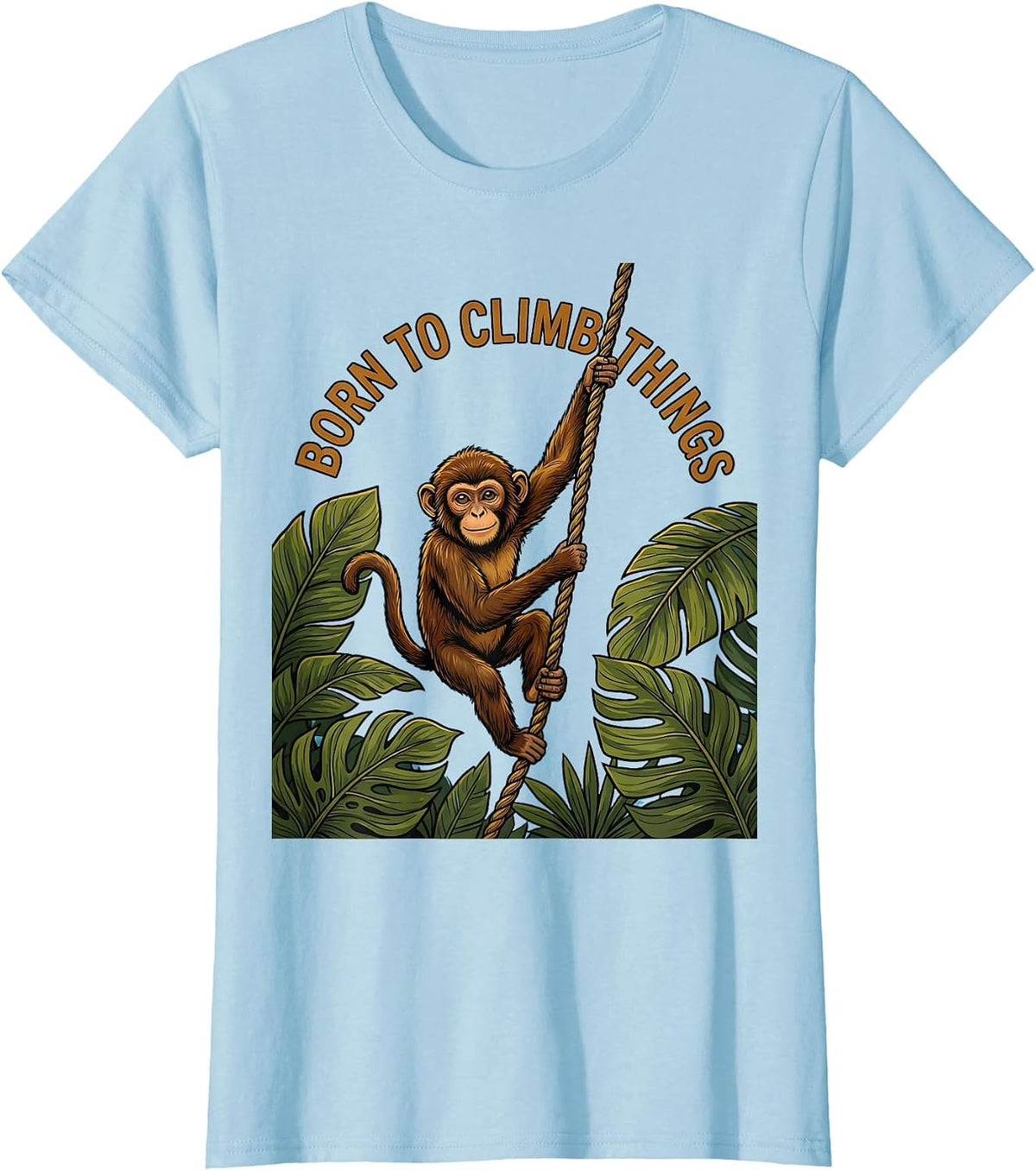 Women's Born to Climb Things Monkey Graphic Design T-Shirt - Baby Blue