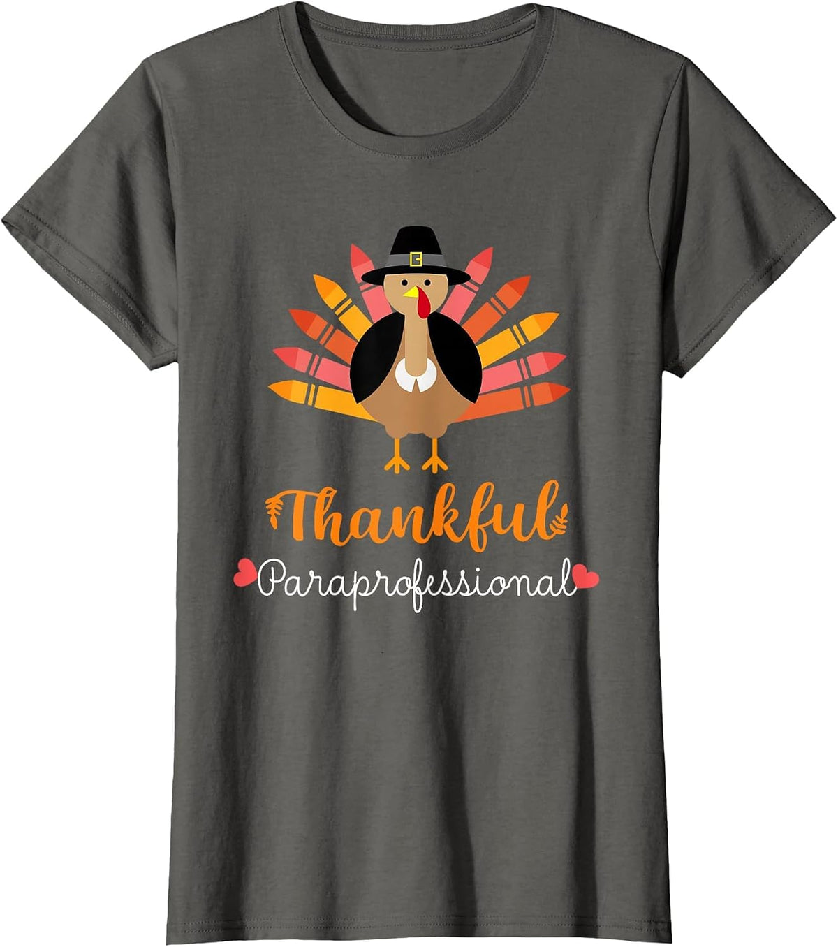 One Thankful Paraprofessional para Thanksgiving Cute Turkey T-Shirt - Asphalt Grey