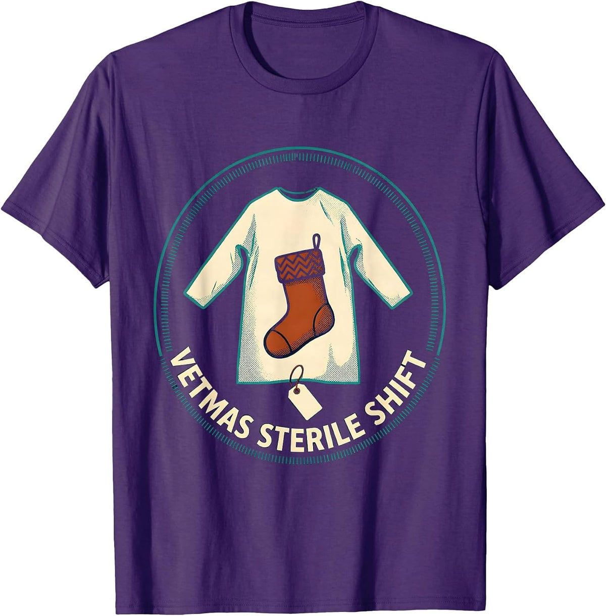 Vetmas Sterile Shift Funny Vet Tech Christmas Veterinary T-Shirt - Purple