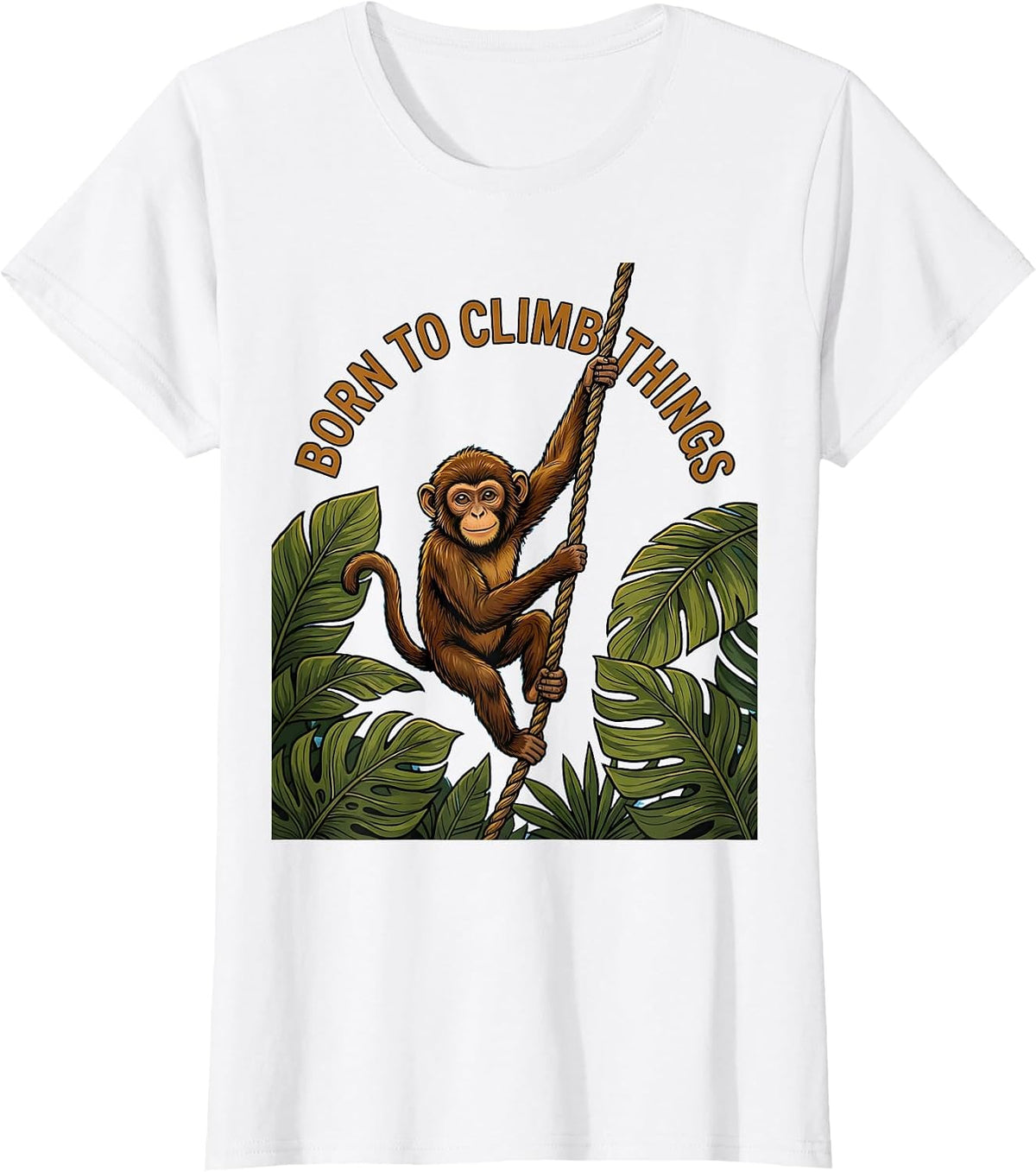 Women's Born to Climb Things Monkey Graphic Design T-Shirt - White