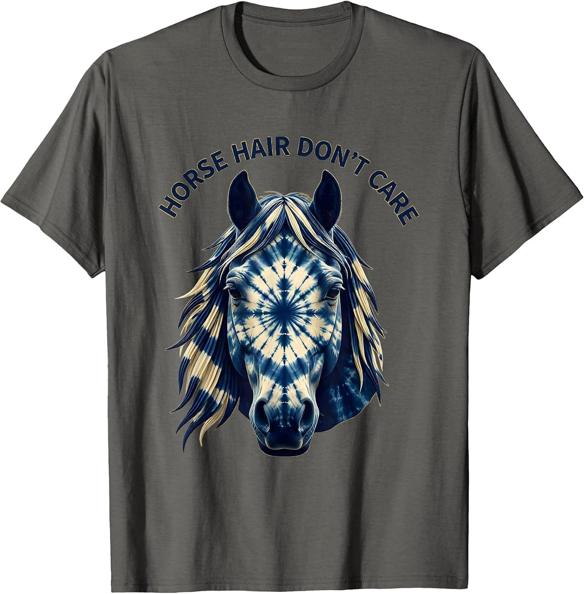Horse Hair Don't Care Funny Equestrian Design T-Shirt - Asphalt Grey