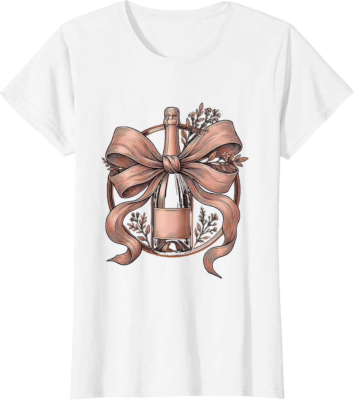 Gigi Champagne Bottle Bow Graphic Tee T-Shirt - White