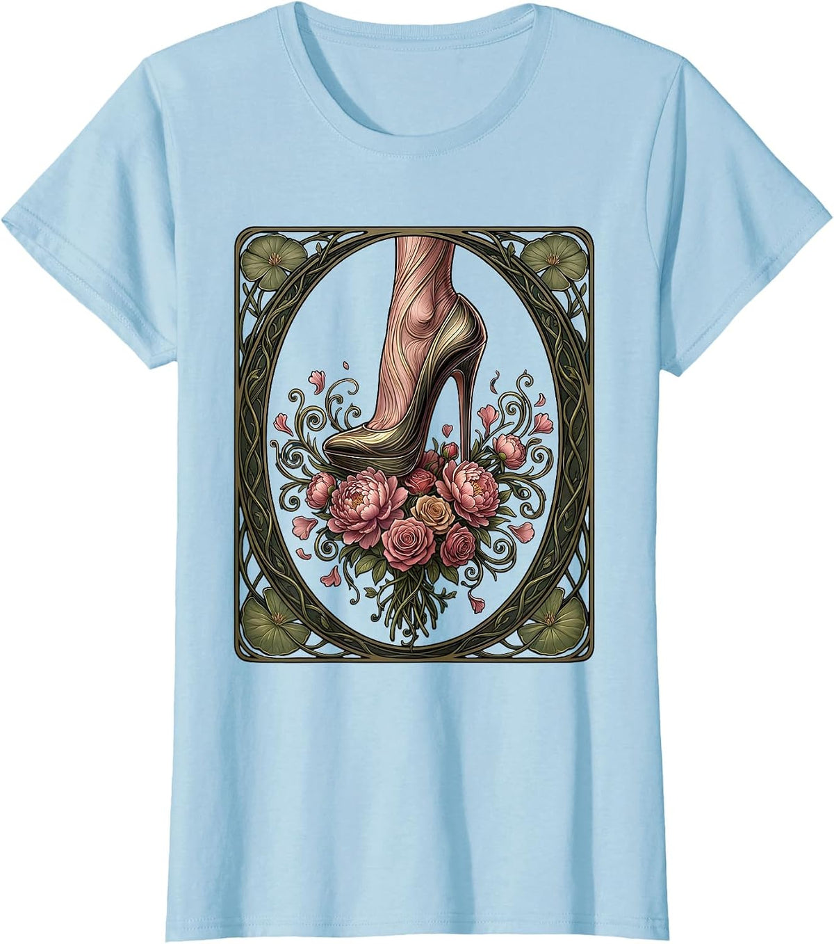 Stiletto Heel Crushing Bouquet Gigi Graphic T-Shirt - Baby Blue
