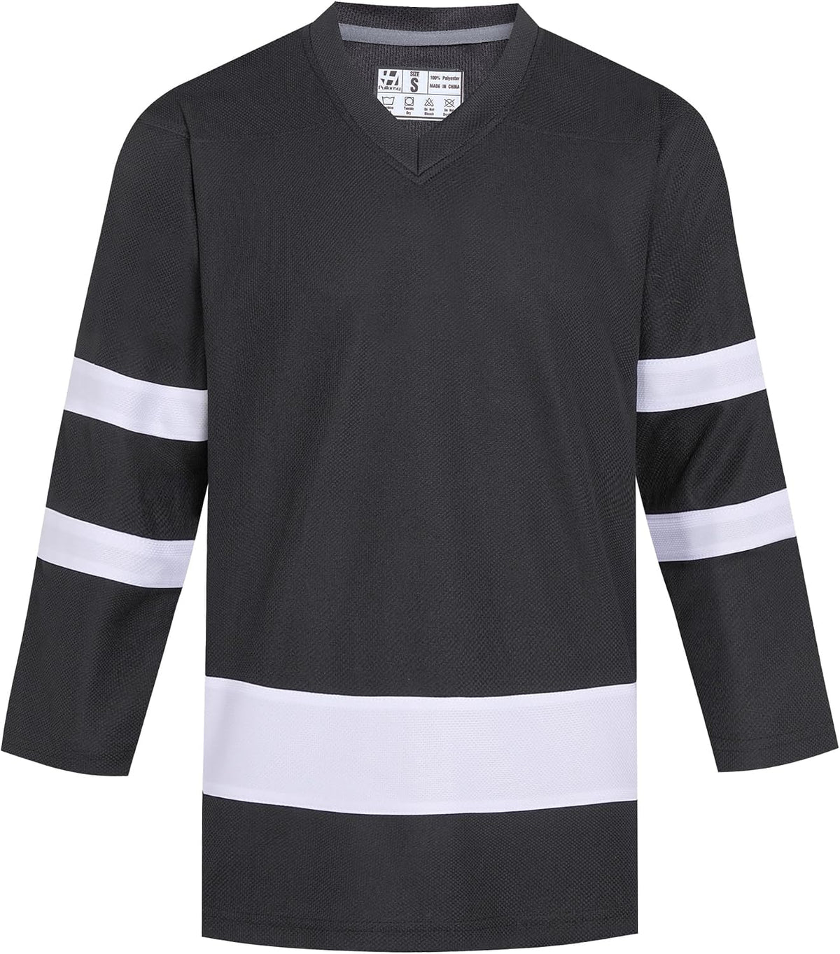 Blank Men's Ice Hockey Jerseys for Adult Unisex Authentic Team Game Shirts Long Sleeve Sports Fan Tops - Black Jersey-white