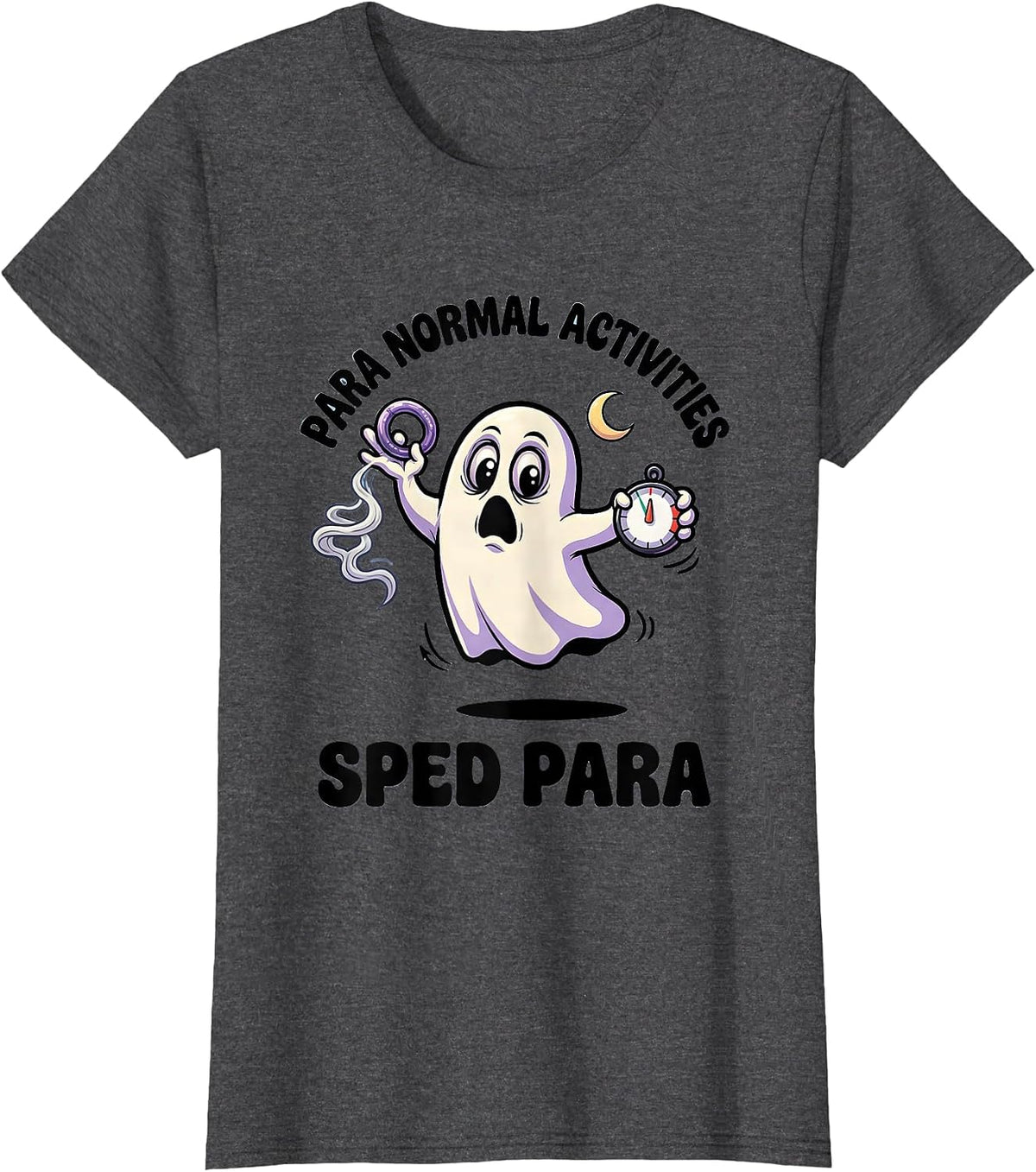 Women's Para Normal Activities SPED Para Ghost Halloween T-Shirt - Dark Heather Grey