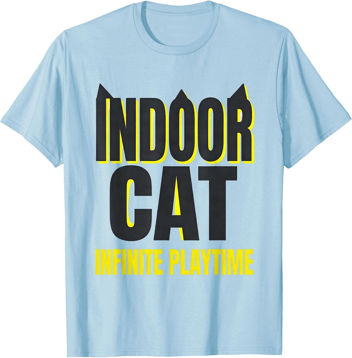Men's Indoor Cat Infinite Playtime Funny Cat Gamer Video Game T-Shirt - Baby Blue