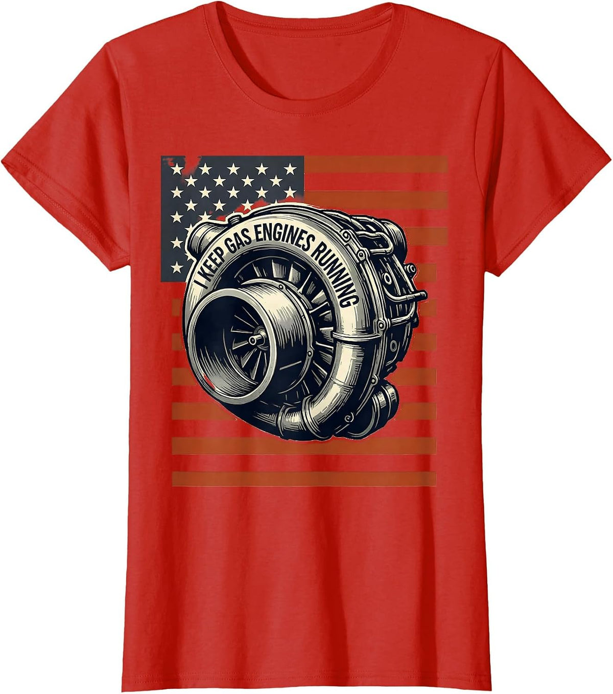I Keep Gas Engines Running Stencil Graphic Mechanic Gift T-Shirt - Red