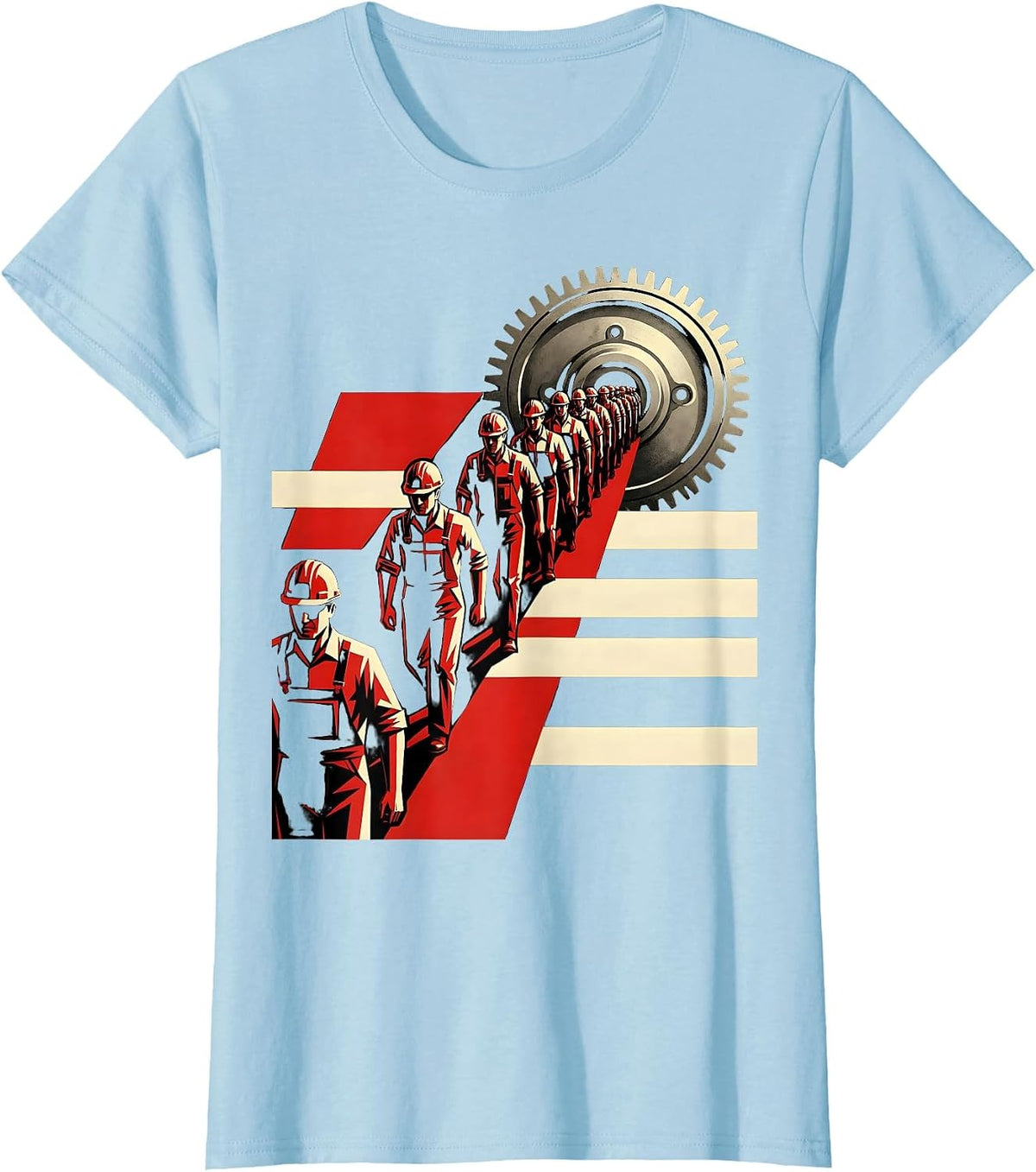 Labor Day Workers Parade Marching Illustration T-Shirt - Baby Blue