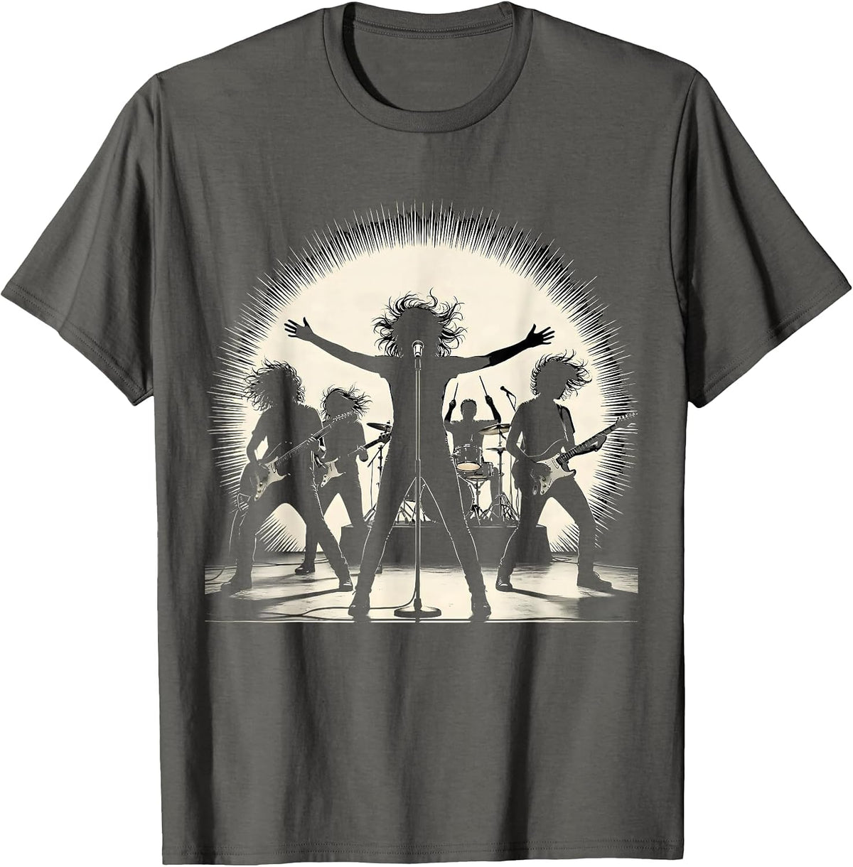 Men's All-Female Band Silhouette Spotlight Graphic T-Shirt - Asphalt Grey