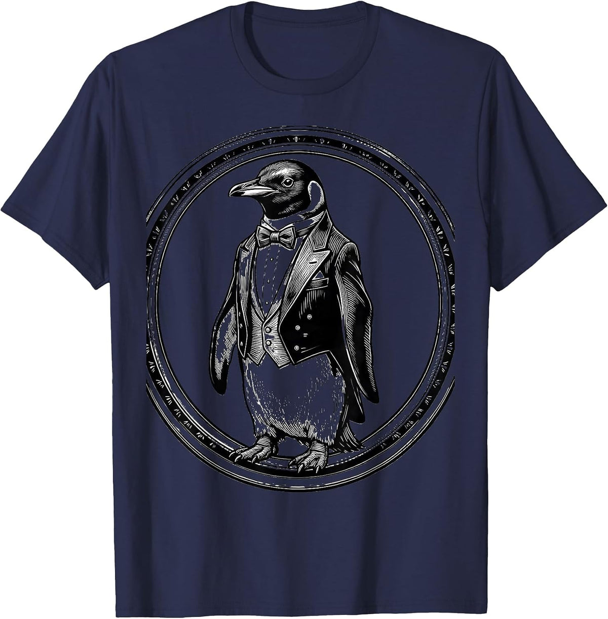 Men's Dapper Penguin Classic Tuxedo Graphic T-Shirt - Navy Blue