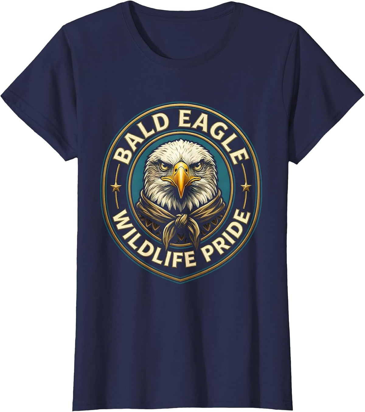 Women's Bald Eagle Head Scarf Emblem Kids Eagle Pride T-Shirt - Navy Blue