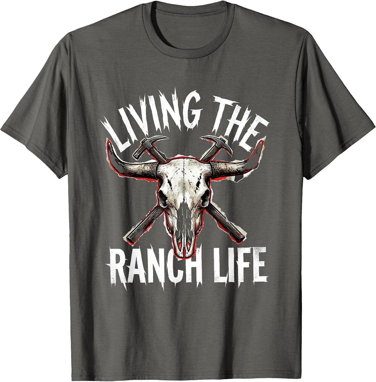Men's Living the Ranch Life Western Graphic Design T-Shirt - Asphalt Grey