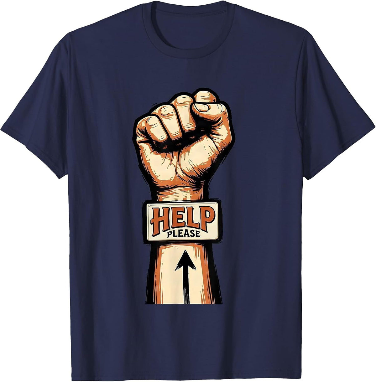 Help Please Sign Language Teacher Deaf Awareness ASL T-Shirt - Navy Blue