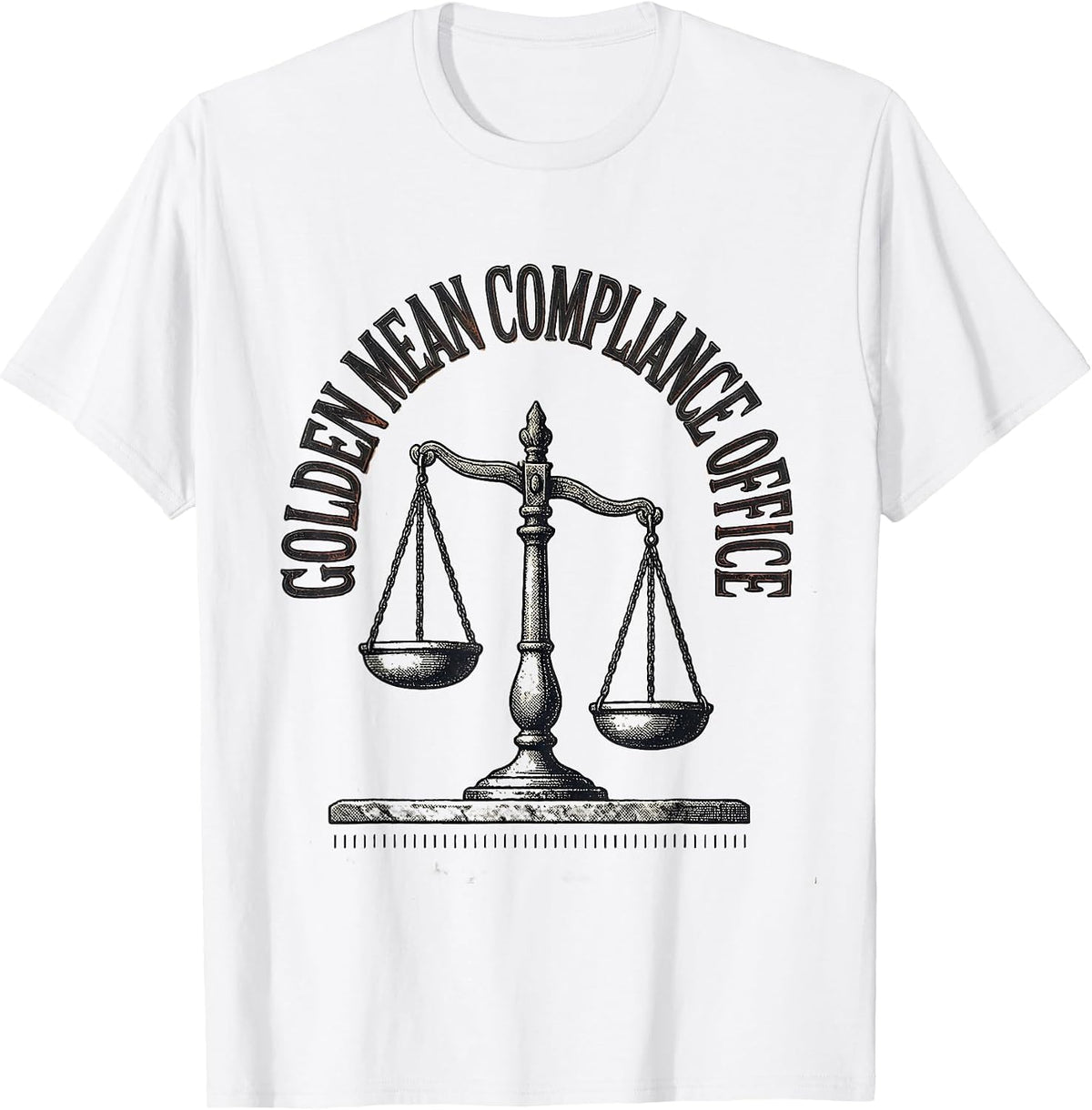 Men's Golden Mean Compliance Office Vintage Funny Philosopher T-Shirt - White