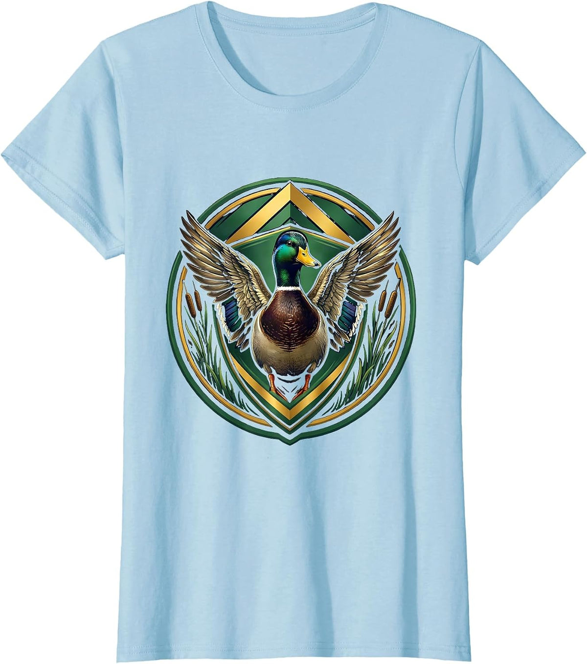 Vintage Duck Stamp Camo Illustration T-Shirt - Baby Blue