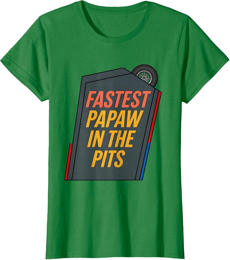 Women's Fastest Papaw In The Pits Patriotic RC Car Racing Drag Strip T-Shirt - Kelly Green