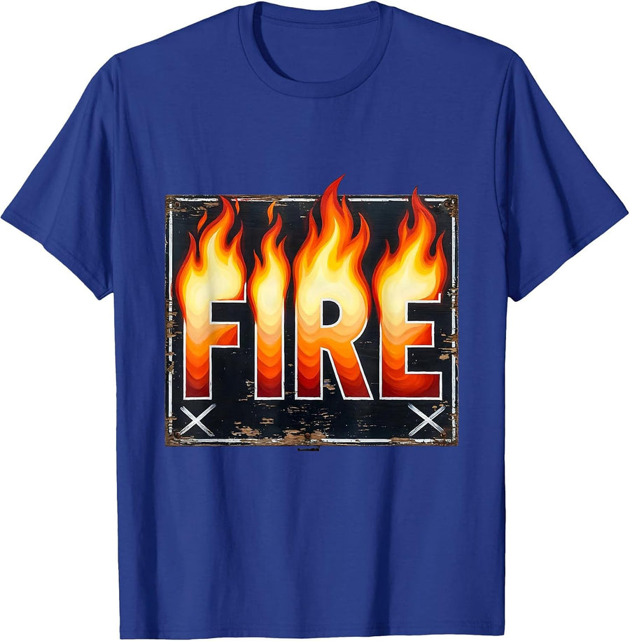 FIRE Halloween Flame Costume Humor Adult Kids Police Officer T-Shirt - Royal Blue