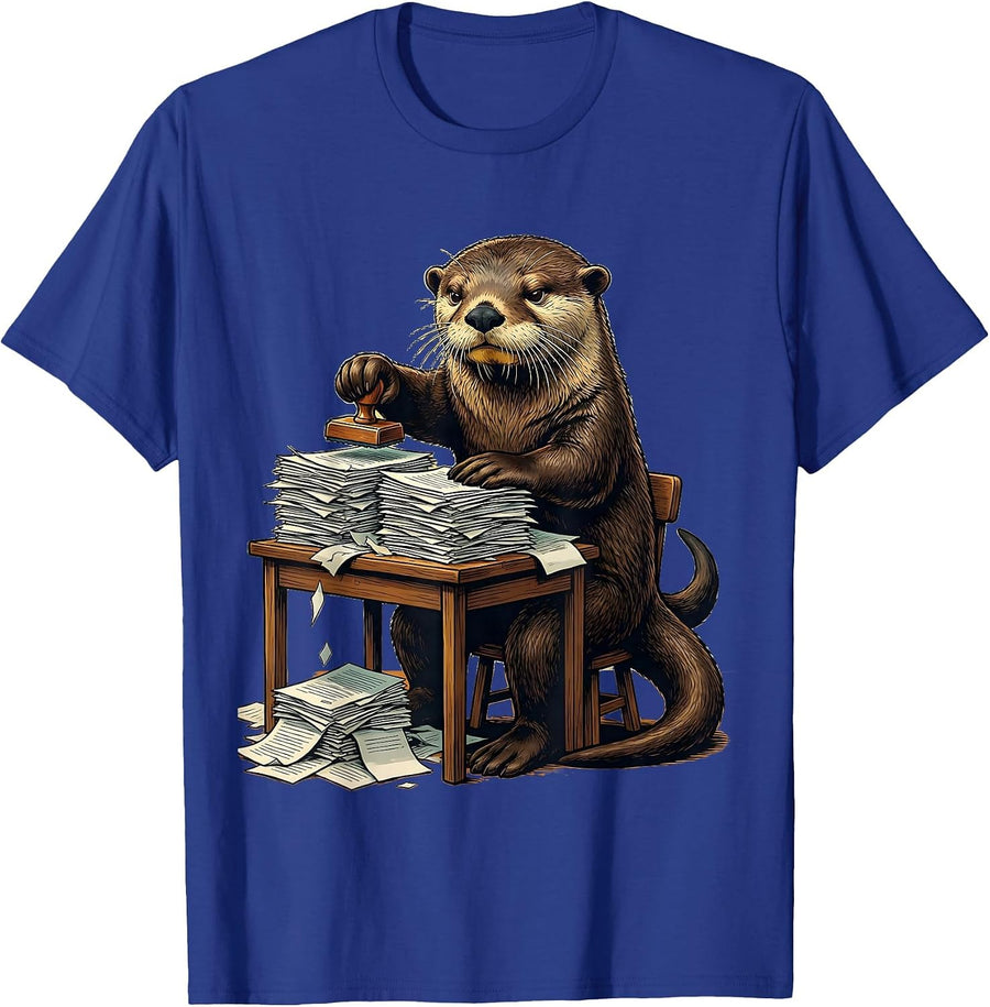 Sea Otter Desk Funny Otter Lover Gift T-Shirt - Royal Blue