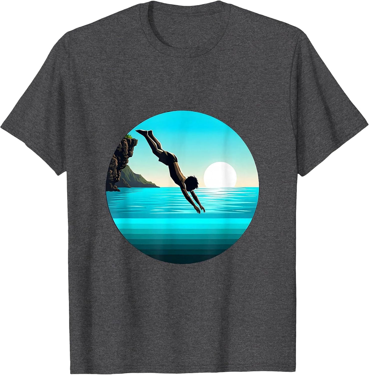Hawaiian Kid Diving Into Turquoise Lagoon T-Shirt - Dark Heather Grey