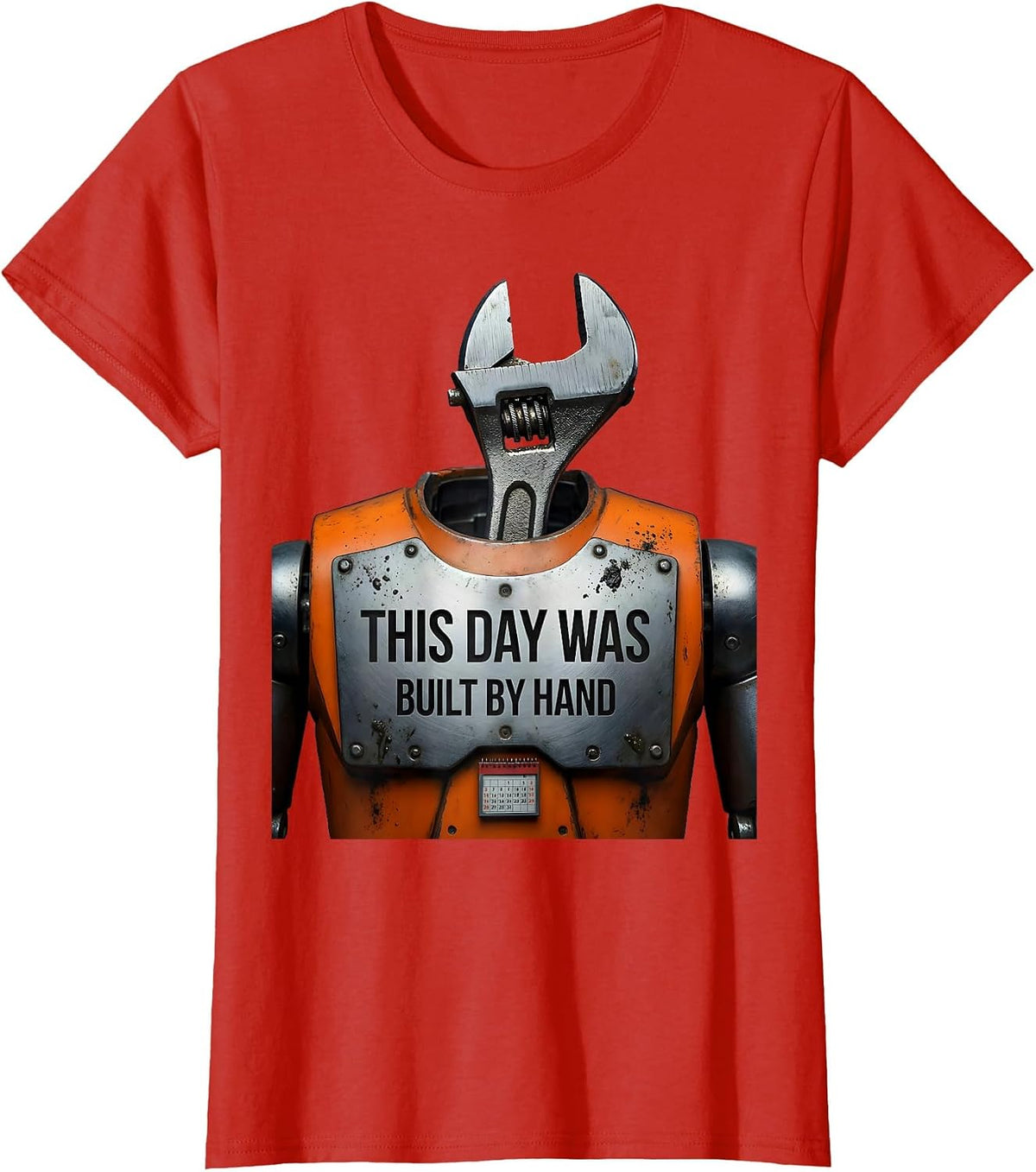 Women's This Day Was Built By Hand Funny Mechanic Labor Day Gift T-Shirt - Red