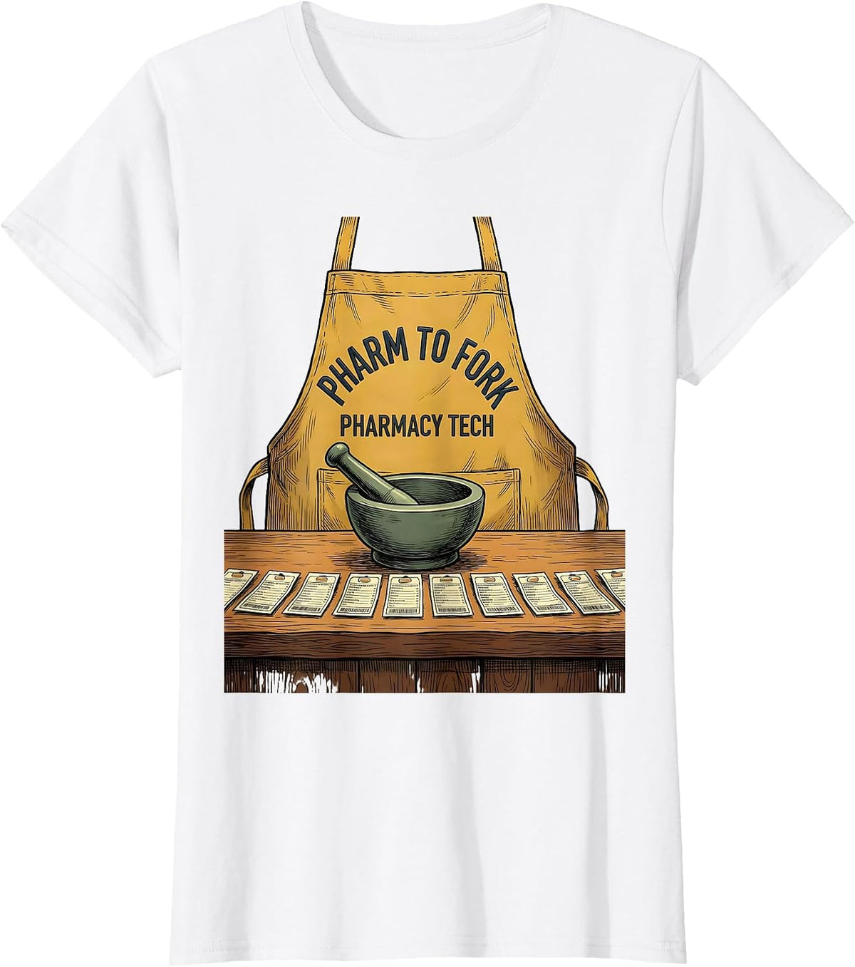Pharm To Fork Pharmacy Tech Funny Pharmacist Crew Gift T-Shirt - White