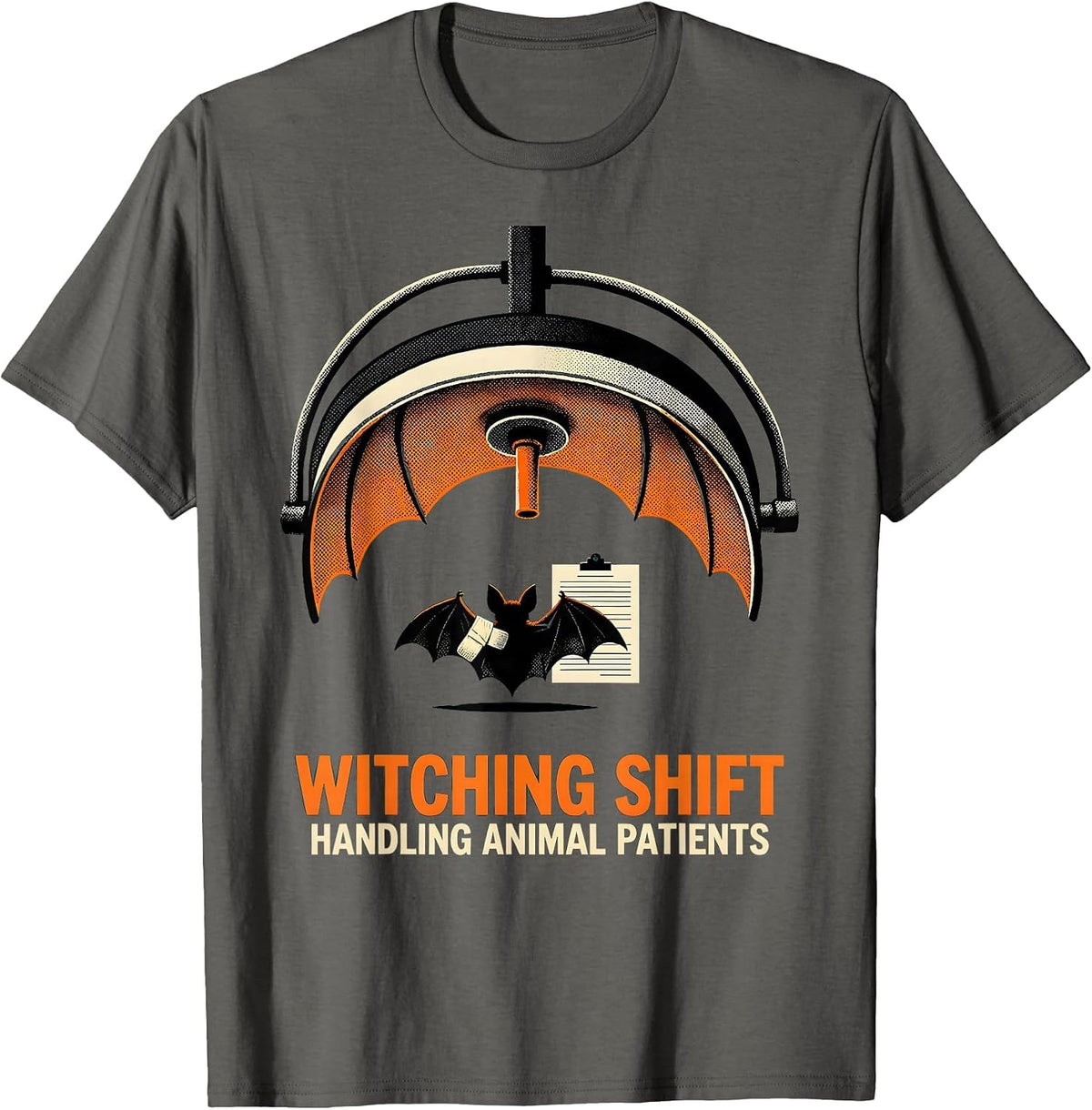 Men's Witching Shift, Handling Animal Patients Vet Tech T-Shirt - Asphalt Grey