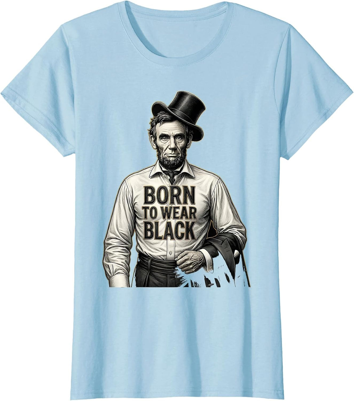 Women's Born to Wear Black Tuxedo Graphic Design T-Shirt - Baby Blue