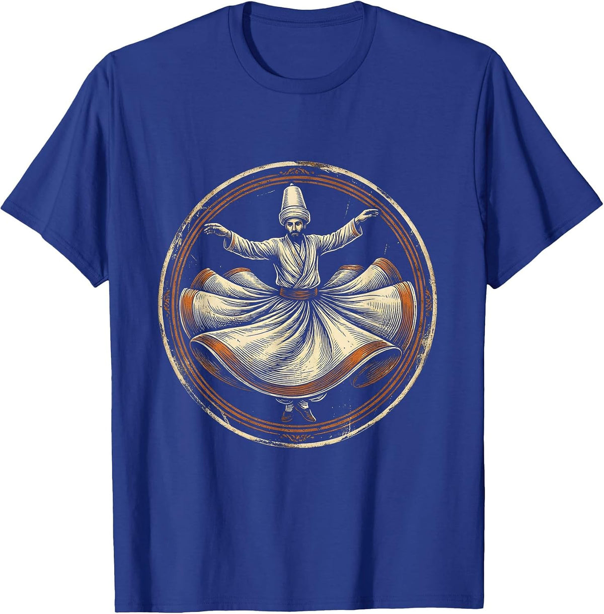 Sufi Dervish Whirling Spiritual Mystic Art T-Shirt - Royal Blue