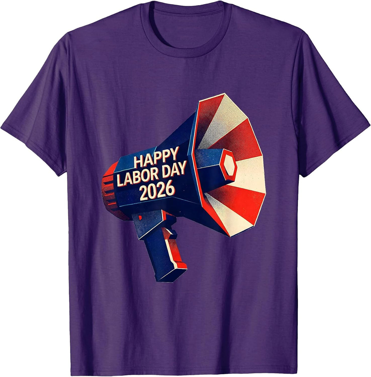 Happy Labor Day 2026 Risograph Patriotic Union Worker Gift T-Shirt - Purple