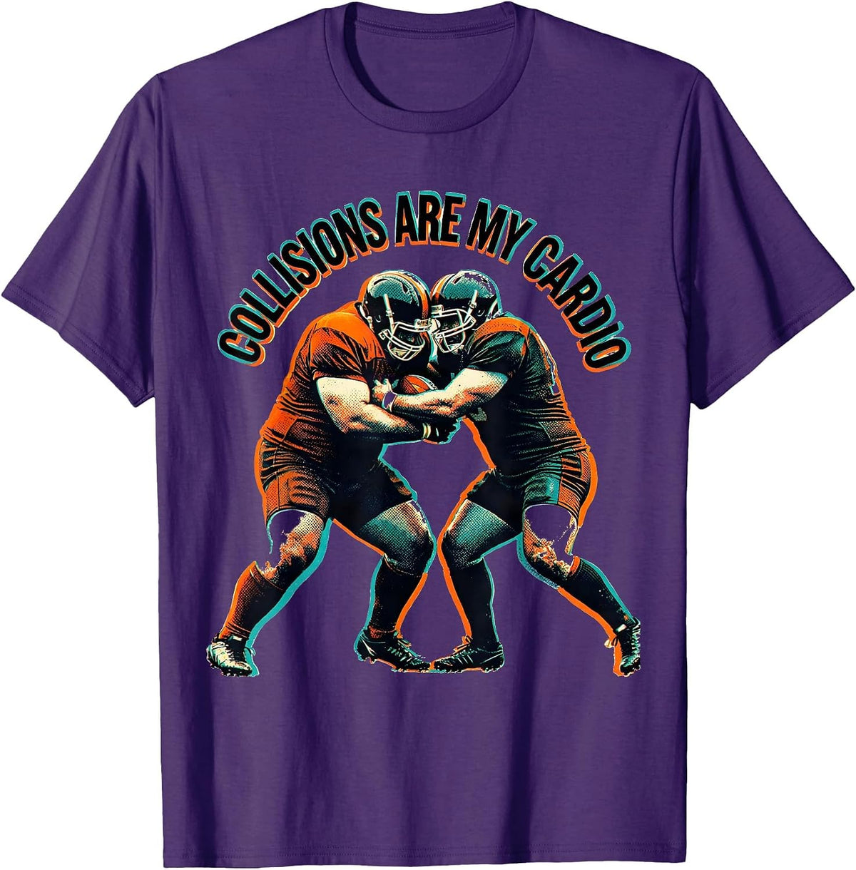 Men's Collisions Are My Cardio Rugby Design T-Shirt - Purple