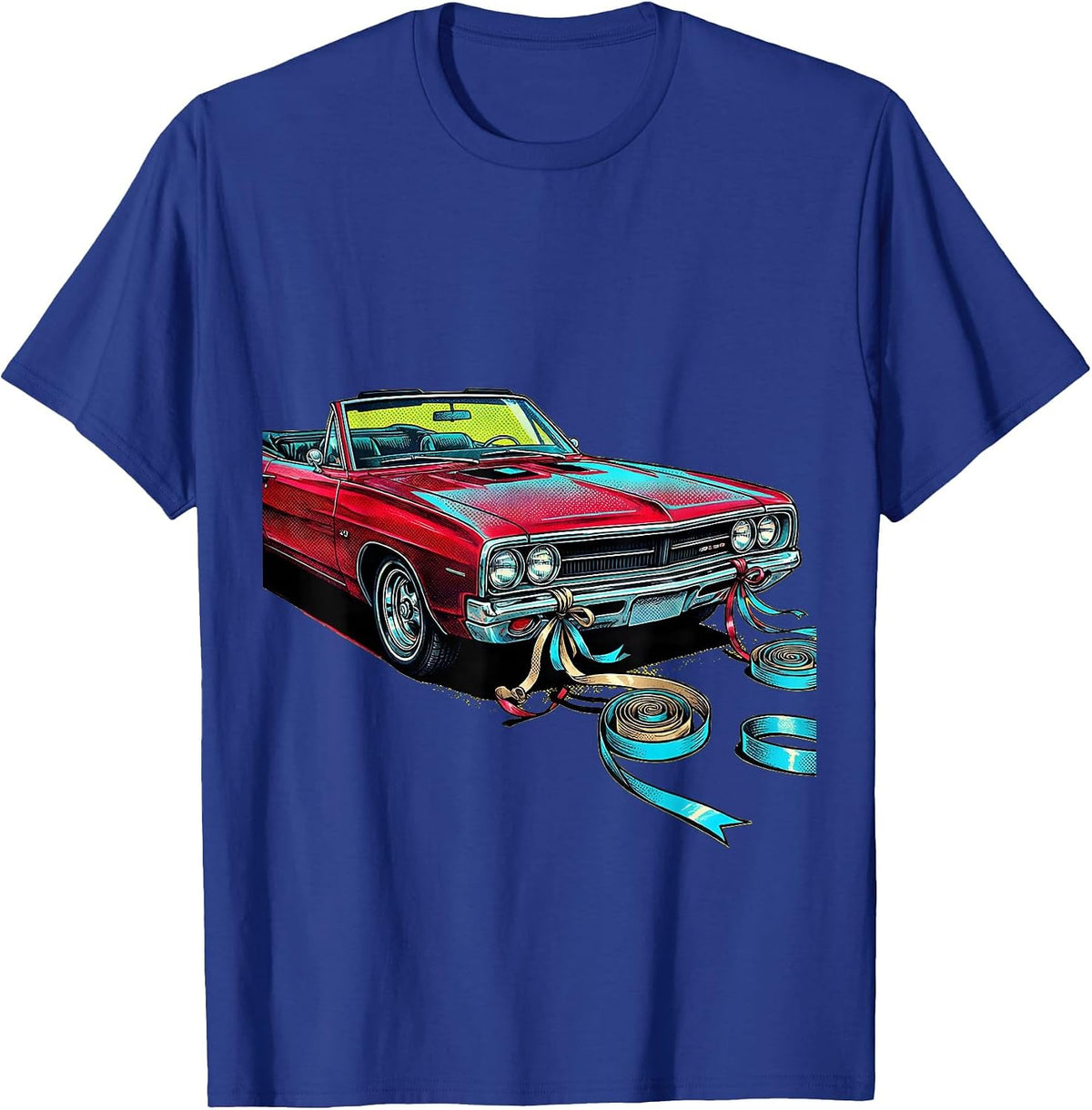 21st Birthday Vintage Car With Streamers Design T-Shirt - Royal Blue