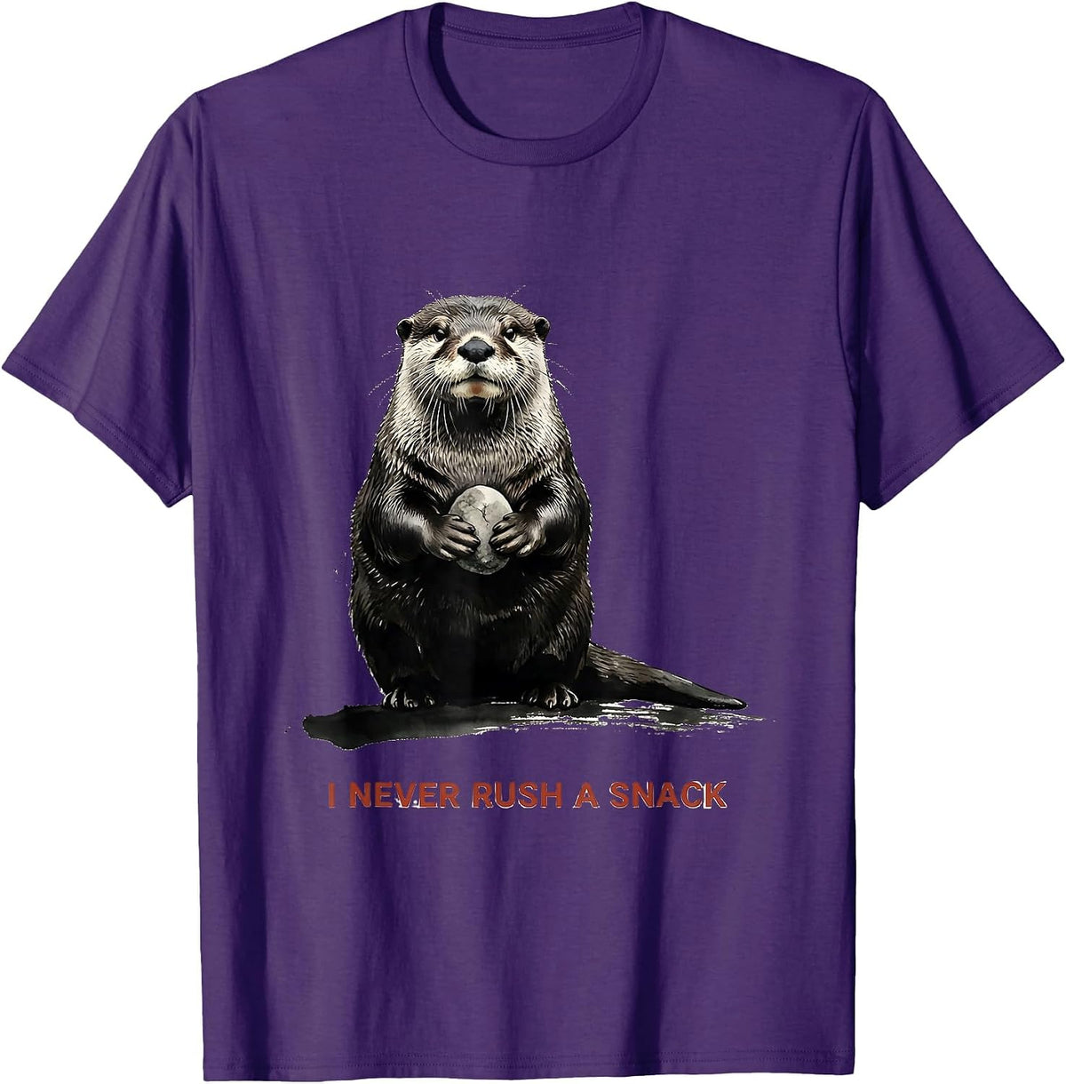 I Never Rush A Snack Funny Otter Lover Humor Animal T-Shirt - Purple