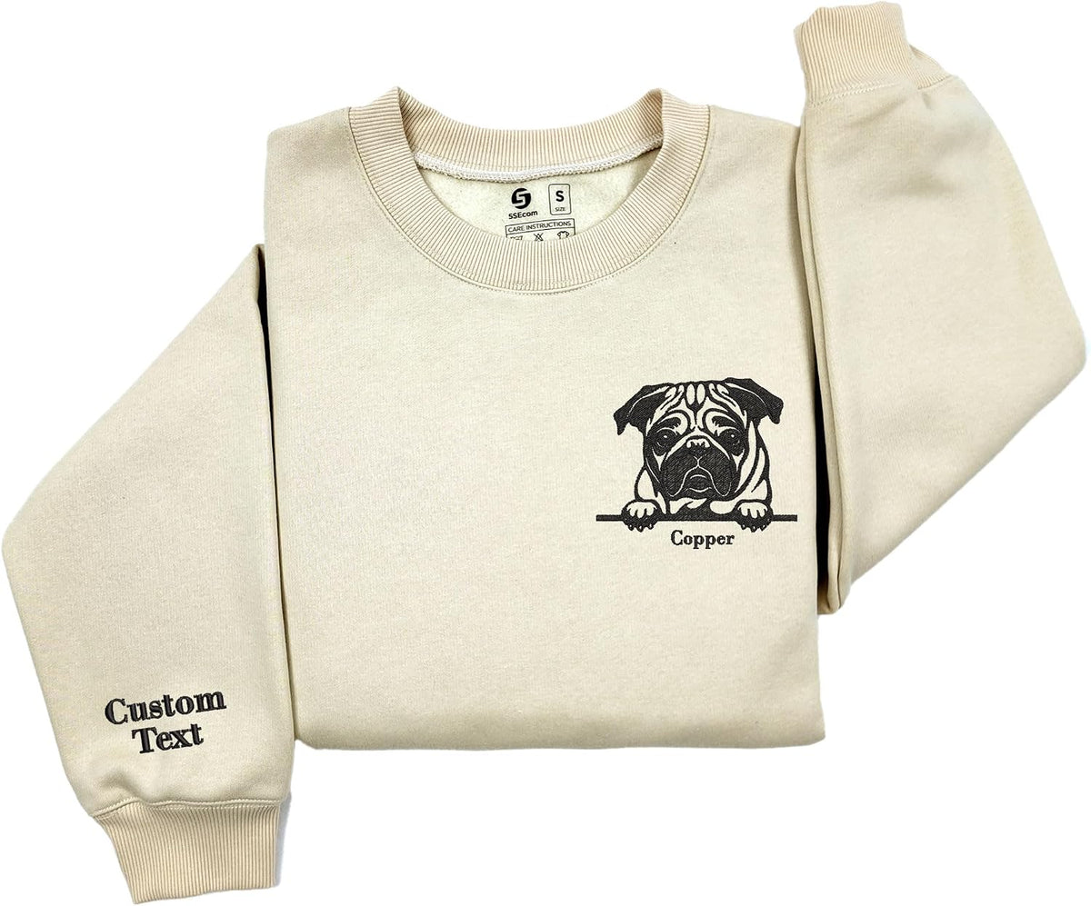 Custom Embroidered Labrador Retriever Dog With Name Sweatshirt, Dog Lover Gifts for men women - Pug Style 1