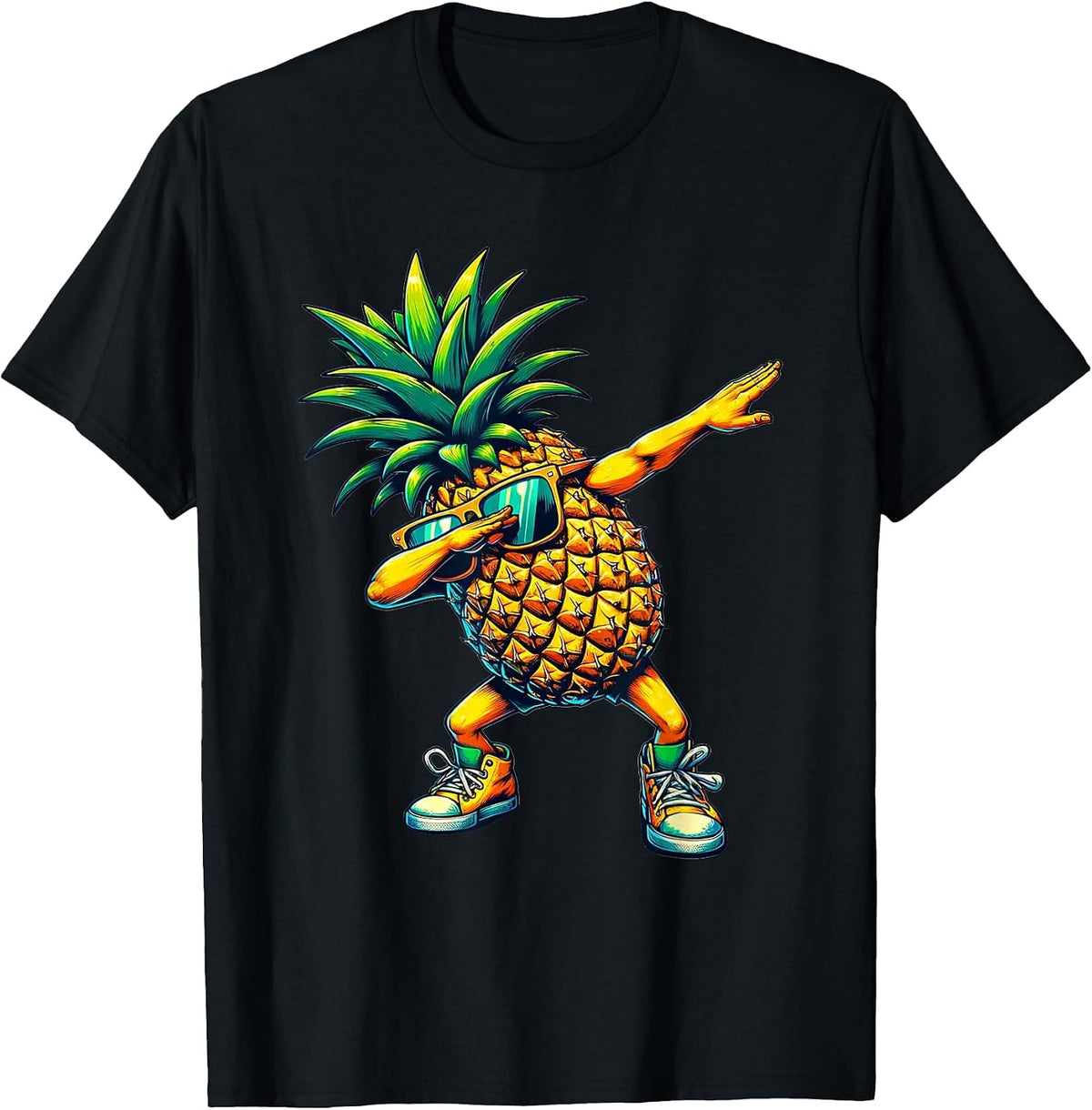 Dabbing Pineapple | Funny Pineapple with Fruit Motif T-Shirt - Black