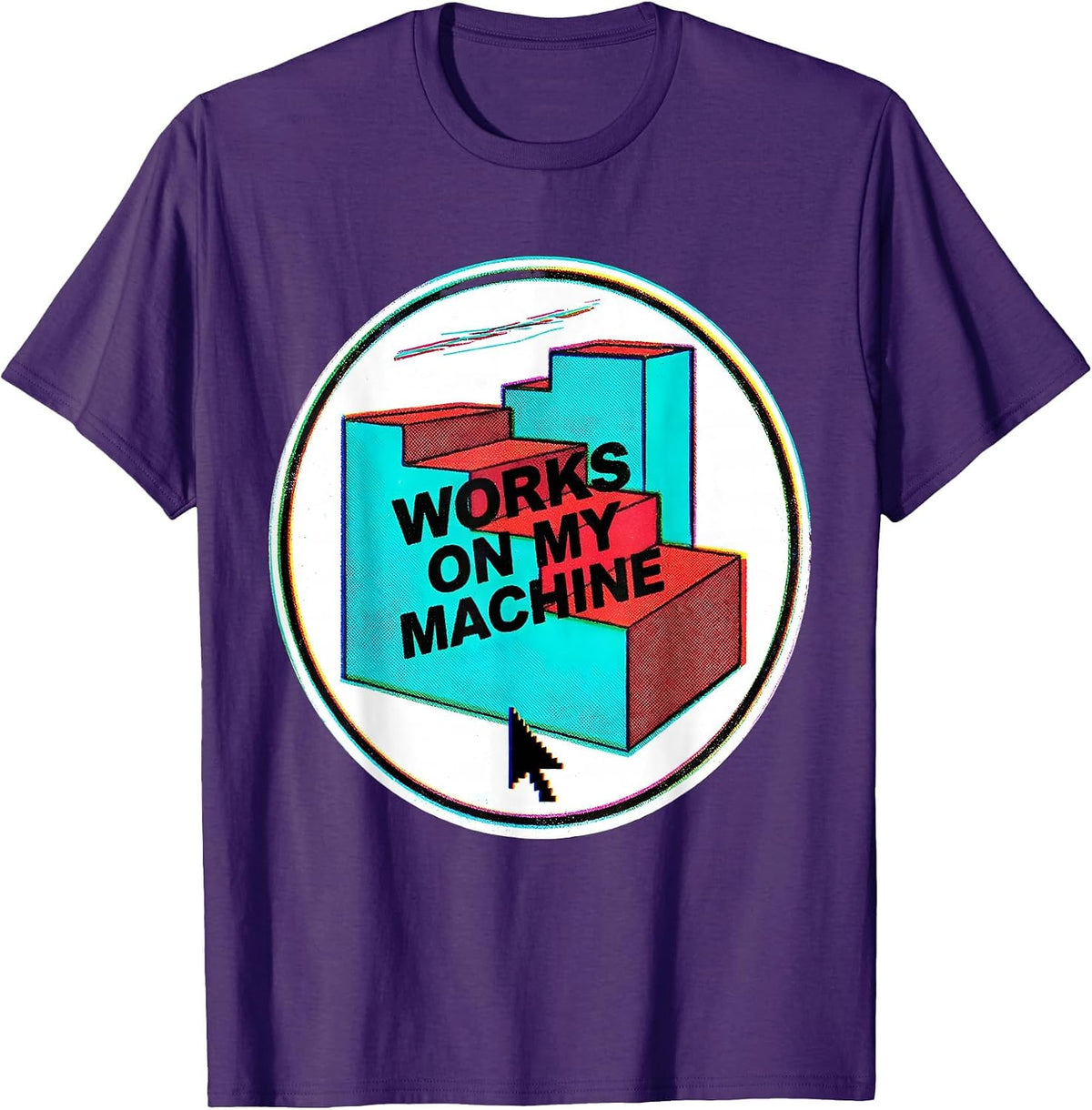 Works On My Machine Risograph Programmer Humor Linux T-Shirt - Purple