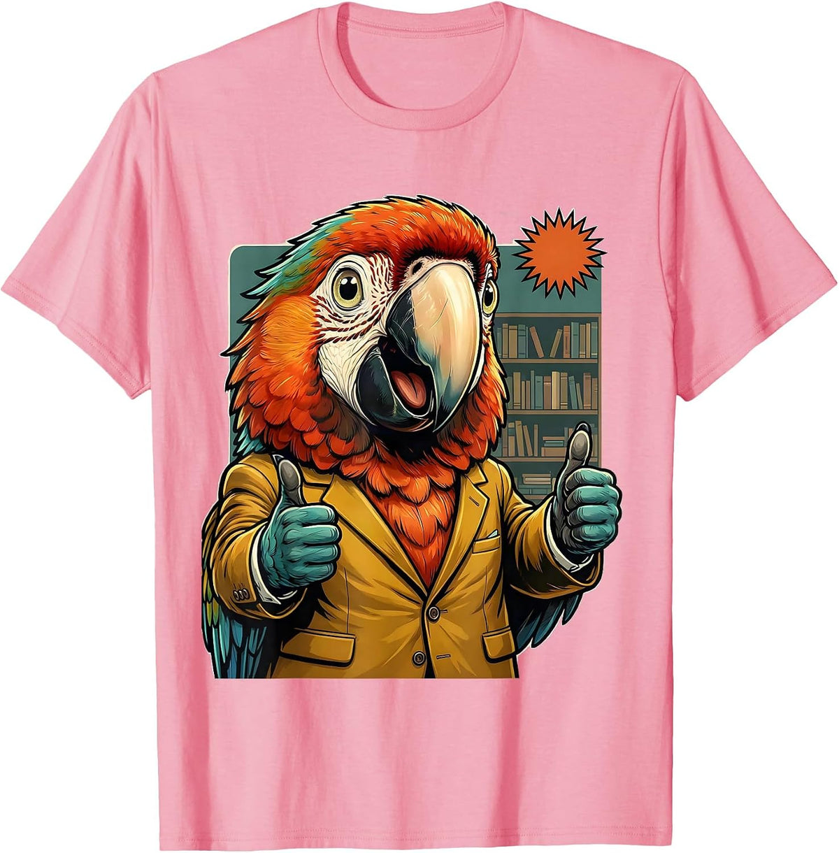 Men's Funny Parrot Zoom Meeting Background Graphic T-Shirt - Pink